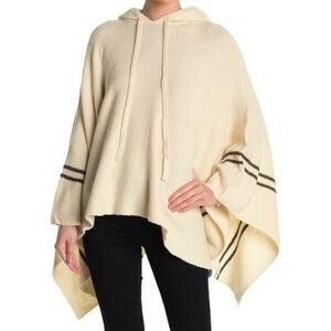 La Classe Couture Knit Drawstring Hoodie Poncho Sz Small/Medium White Beach NWT